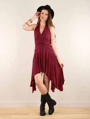 Rochie Toonzshop Naela Sleeveless V-neck Flared Dress Dama Wine | GFIZNYC-62