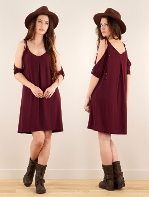 Rochie Toonzshop Narasimhäa Bare Shoulders Dress Dama Wine | QOCIVXS-45