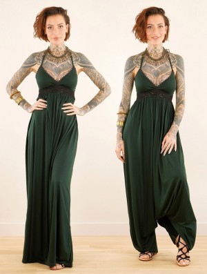 Rochie Toonzshop Nolofinwe Strappy Bare Back Long Dress And Harem Pant Overalls Dama Verzi | DSVLWEG-53
