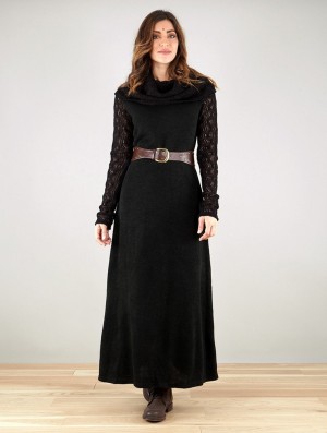 Rochie Toonzshop Nouchka Crochet Sleeves And Big Collar Long Sweater Dress Dama Negrii | FEZJTXS-79