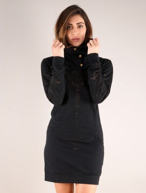 Rochie Toonzshop Numendil Zohraa Printed High Collar Hoodie Dress Dama Negrii | ZLMTJFO-71