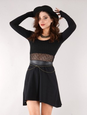 Rochie Toonzshop Nymphea Skater Dress With Crochet Dama Negrii | KULEXNT-69