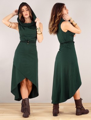 Rochie Toonzshop Onyxx Hooded Asymmetric Midi Dress Dama Paon | VXQGEHY-60