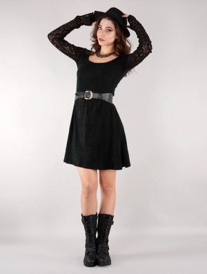 Rochie Toonzshop Oroshï Crochet Sleeve Sweater Dress Dama Negrii | IGTWHMQ-27