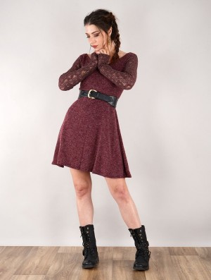Rochie Toonzshop Oroshï Crochet Sleeve Sweater Dress Dama Wine | RZGILAW-85