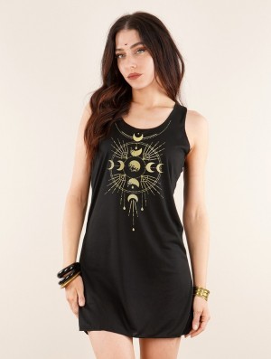 Rochie Toonzshop Phase Lune Printed Sleeveless Short Dress Dama Negrii Aurii | BFXNTAS-65