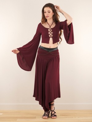 Rochie Toonzshop Shojo Skirted Harem Pant 2in1 Dress Dama Wine | VTXBGJP-07