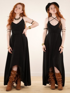 Rochie Toonzshop Topäaz Loose And Strappy Long Dress Dama Negrii | IQYXJWO-21
