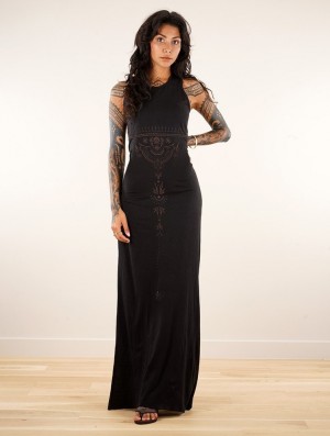 Rochie Toonzshop Vairë Anazra Printed Sleeveless Long Dress Dama Negrii | TNMXHGL-52