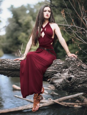 Rochie Toonzshop Wakiza Long Infinity Dress Dama Wine | TUIMVOZ-56