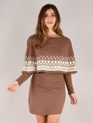 Rochie Toonzshop Yarayn Ethnic Arrow Printed Poncho Dress Dama Maro | SWTNZGR-40