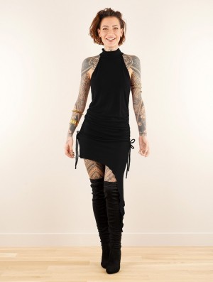 Rochie Toonzshop Yuna Halter Neck Asymmetric Dress Dama Negrii | VCYNULT-14