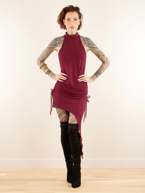 Rochie Toonzshop Yuna Halter Neck Asymmetric Dress Dama Rosii Inchis | KISPAUW-54