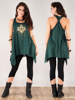 Topuri Toonzshop Anitaya Printed Knotted Sleeveless Tunic Dama Aurii | WMLABVR-54