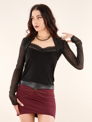 Topuri Toonzshop Ayläa Semi Transparent Bolero Dama Negrii | MSYNFUQ-40