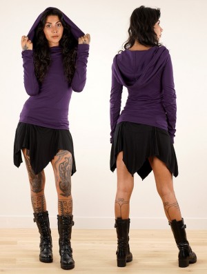 Topuri Toonzshop Chryzz Long Sleeve Top Dama Violet | CPAIBOW-25