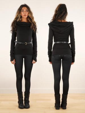 Topuri Toonzshop Chryzz Long Sleeve Top Dama Negrii | OWCRLZI-76