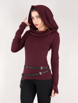Topuri Toonzshop Chryzz Long Sleeve Top Dama Wine | VOFNHYU-41