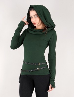 Topuri Toonzshop Chryzz Long Sleeve Top Dama Verzi | EYGOKIP-23