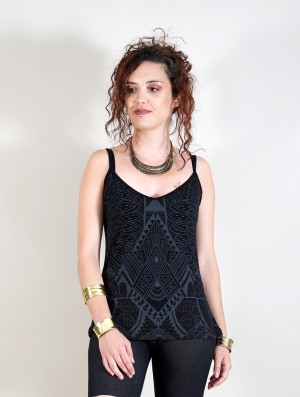 Topuri Toonzshop Ciryandil Africa Printed Shoulder Strap Top Dama Negrii | SOHVWME-08