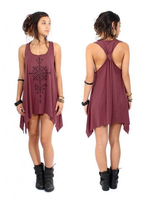 Topuri Toonzshop Freyja Printed Knotted Sleeveless Tunic Dama Negrii | FWNXHAB-58