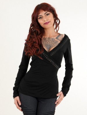 Topuri Toonzshop Irwaen Indie Long Sleeve Top Dama Negrii | EJGYDZM-98