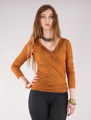 Topuri Toonzshop Irwaen Indie Long Sleeve Top Dama Rusty | PAQGSHO-71