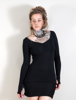 Topuri Toonzshop Jäleeya Long Sleeved Top Dama Negrii | NSCLRZT-56