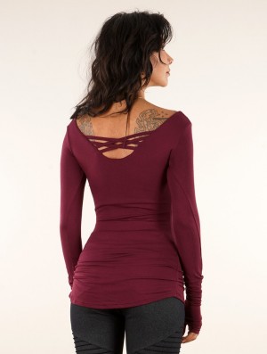 Topuri Toonzshop Layläa Long Sleeve Reversible Top Dama Wine | ACHDZNE-45