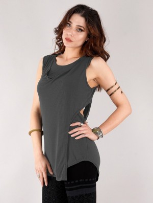 Topuri Toonzshop Leigha Loose Sleeveless Top Dama Gri Inchis | WQVNUTI-24
