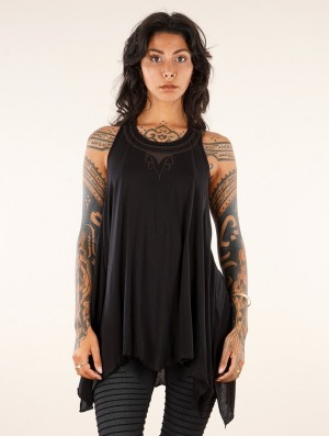 Topuri Toonzshop Lotus Luinil Printed Flared Tank Tunic Dama Negrii Cupru | VYWIQGB-59