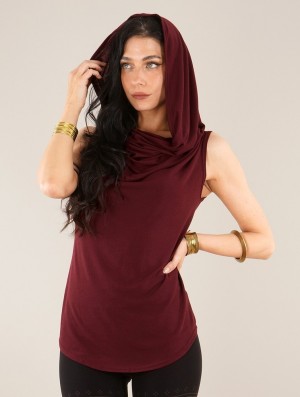 Topuri Toonzshop Nephilim Cowl Neck Sleeveless Top Dama Wine | EOAVCYT-62