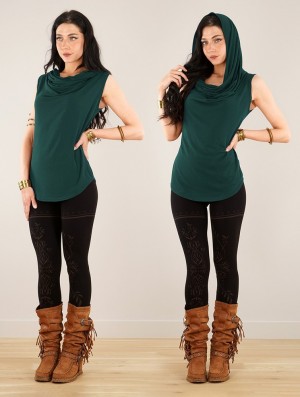 Topuri Toonzshop Nephilim Cowl Neck Sleeveless Top Dama Paon | UGDKAVE-06