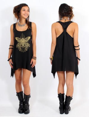 Topuri Toonzshop Sunstra Sphynx Printed Knotted Sleeveless Tunic Dama Negrii Aurii | QSYTNMV-24