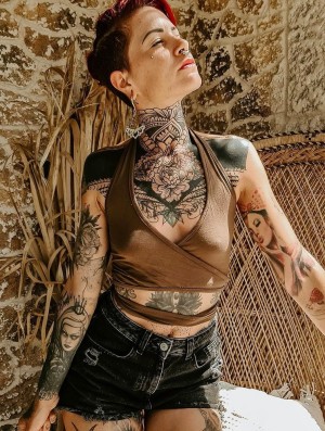 Topuri Toonzshop Zuma Crop Top Dama Taupe | TGABOPU-43