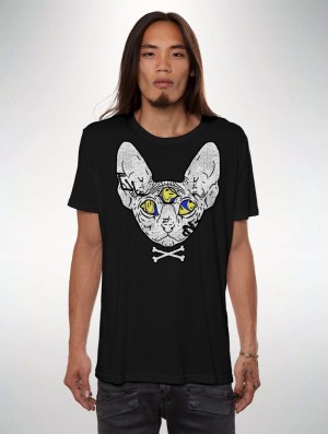 Tricou Toonzshop Catsin Printed Short Sleeve T-shirt Barbati Negrii | UPTXARI-54