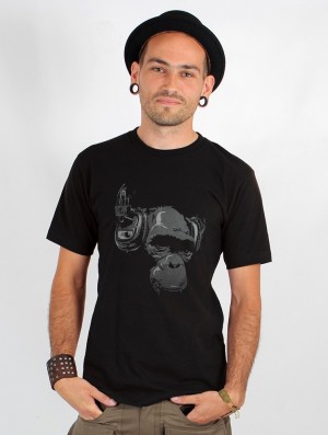 Tricou Toonzshop Dj Monkey Printed Short Sleeve T-shirt Barbati Negrii | SVZETGB-16