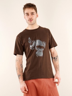 Tricou Toonzshop Dj Monkey Printed Short Sleeve T-shirt Barbati Maro | HKVFZLB-03