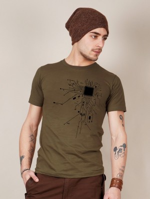 Tricou Toonzshop Electrosystem Printed Short Sleeve T-shirt Barbati Albastru Deschis Verzi | IBDLOWU-94