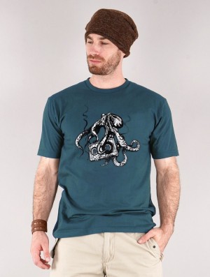 Tricou Toonzshop Octopus K7 Printed Short Sleeve T-shirt Barbati Albastri Inchis | DIYWRFT-68