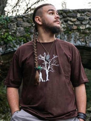 Tricou Toonzshop Painting Tree Printed Short Sleeve T-shirt Barbati Maro | DEXHJKS-46