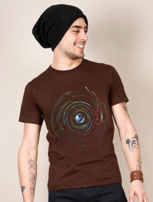 Tricou Toonzshop Planet Record Printed Short Sleeve T-shirt Barbati Maro | UMNXWQJ-16