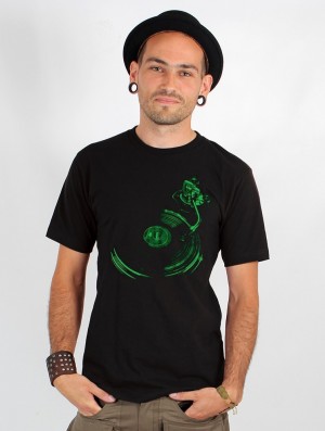 Tricou Toonzshop Play Record Printed Short Sleeve T-shirt Barbati Negrii Verzi | ECFTWZV-78