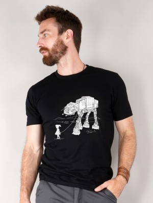 Tricou Toonzshop Robot Pet Printed Short Sleeve T-shirt Barbati Negrii | OKPDRCY-23