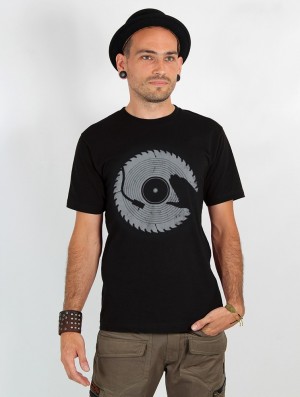Tricou Toonzshop Saw Blade Dj Printed Short Sleeve T-shirt Barbati Negrii | KQIGRSA-59