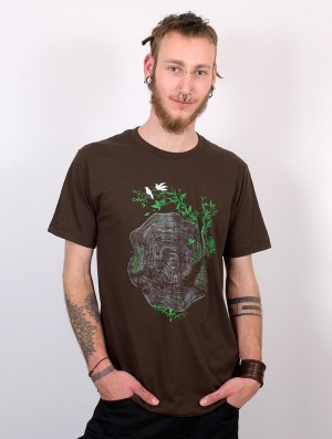 Tricou Toonzshop Spiral Trunk Printed Short Sleeve T-shirt Barbati Maro | TFZCDVI-47