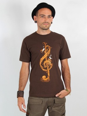 Tricou Toonzshop Vegetal Treble Clef Printed Short Sleeve T-shirt Barbati Maro | LHDPSXO-03