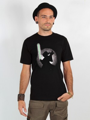 Tricou Toonzshop Yoda Shadow Printed Short Sleeve T-shirt Barbati Negrii | GCJBUQP-67